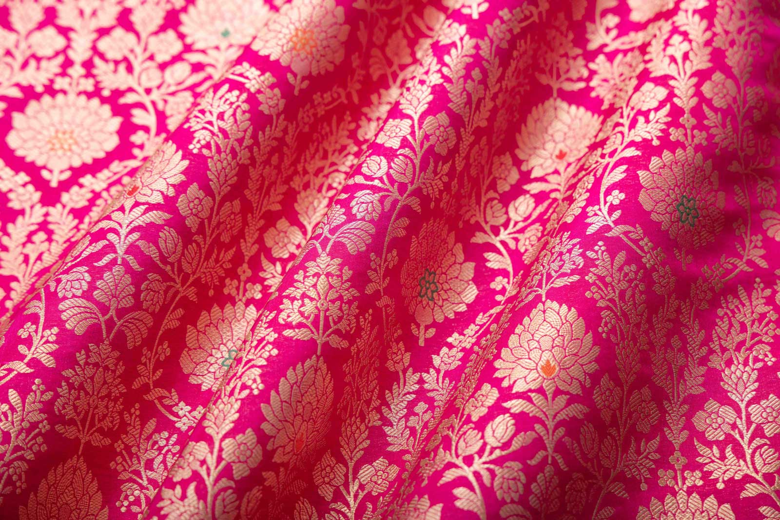 Fuchsia Pink Handwoven Banarasi Brocade Fabric