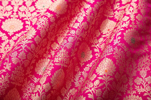 Fuchsia Pink Handwoven Banarasi Brocade Fabric