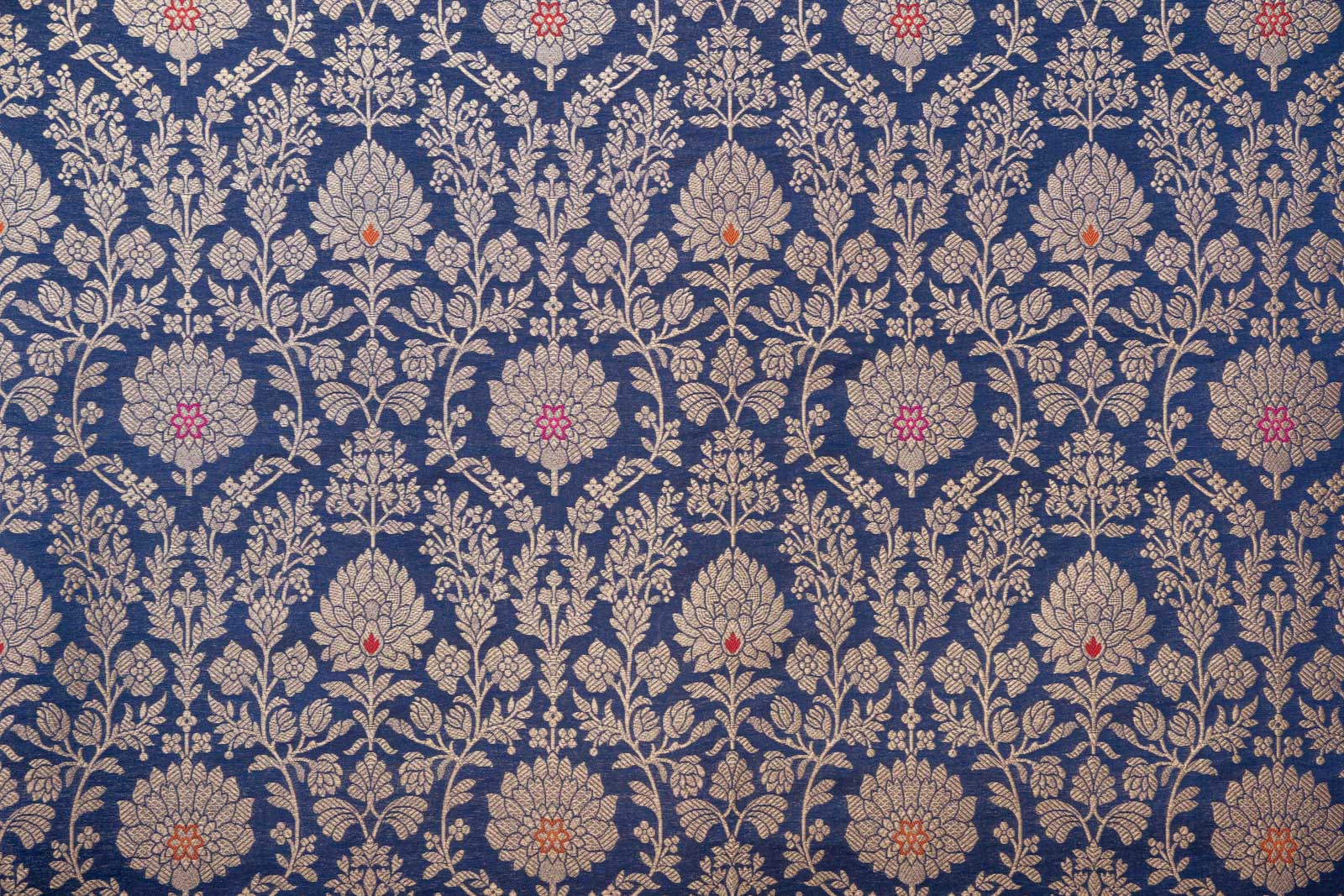 Navy Blue Handwoven Banarasi Brocade Fabric