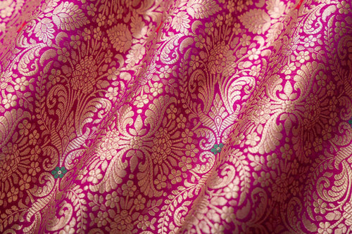 Magenta Pink Handwoven Banarasi Brocade Fabric