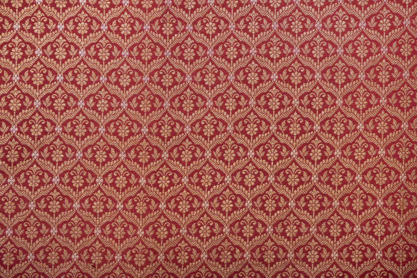 Maroon Handwoven Banarasi Brocade Fabric