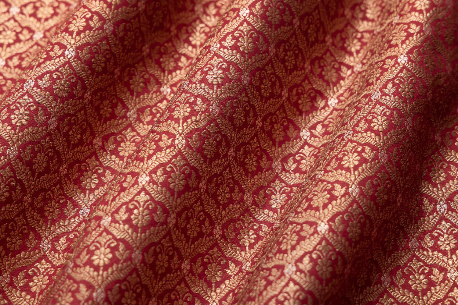 Maroon Handwoven Banarasi Brocade Fabric