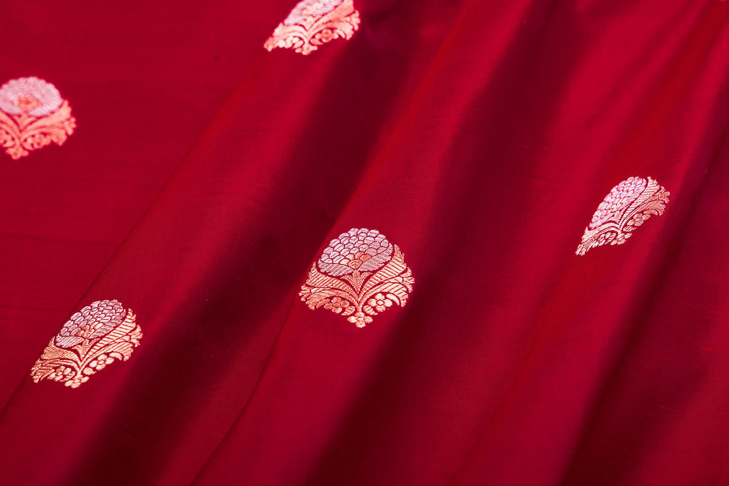 Maroon Handwoven Banarasi Silk Fabric