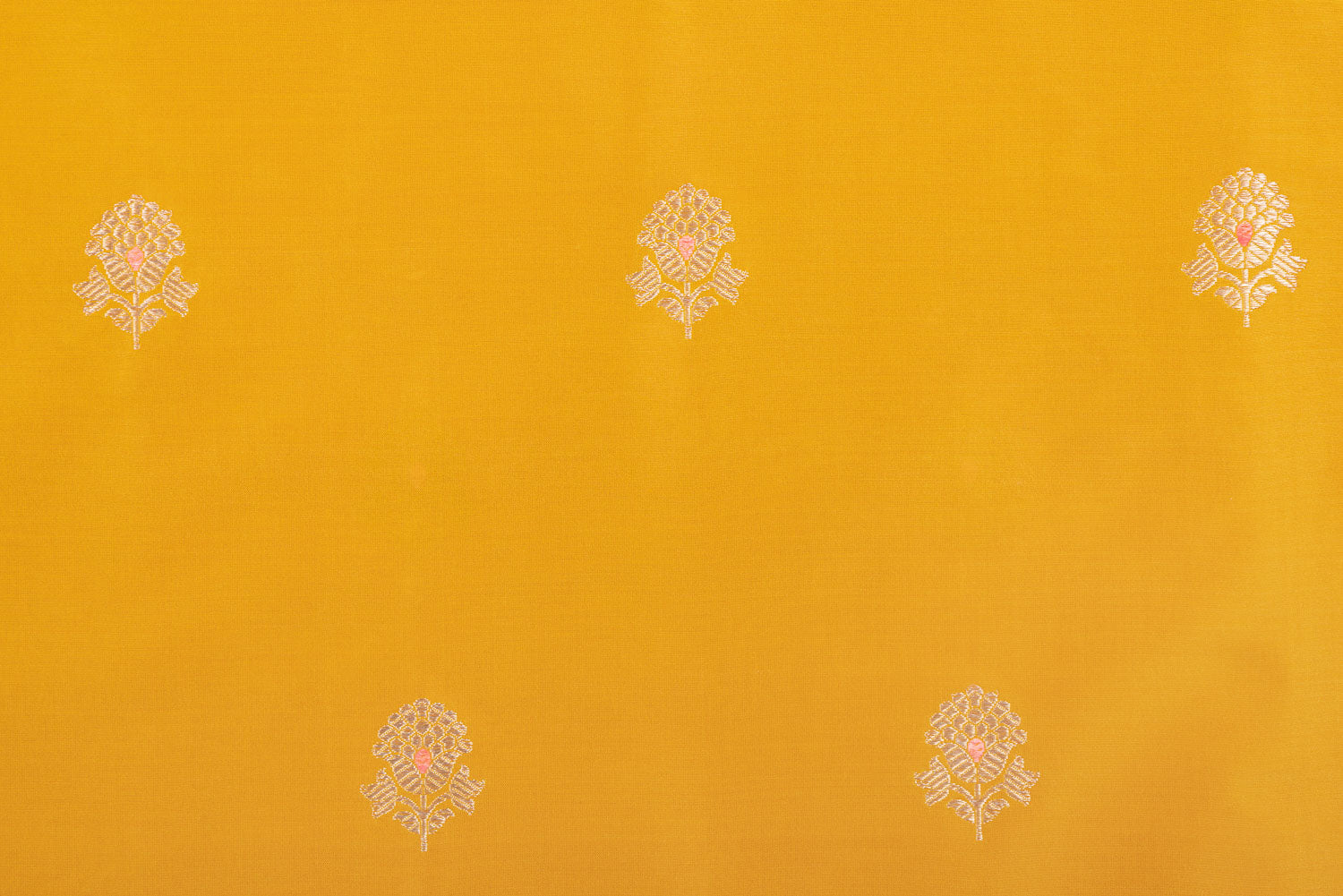 Yellow Handwoven Banarasi Silk Fabric
