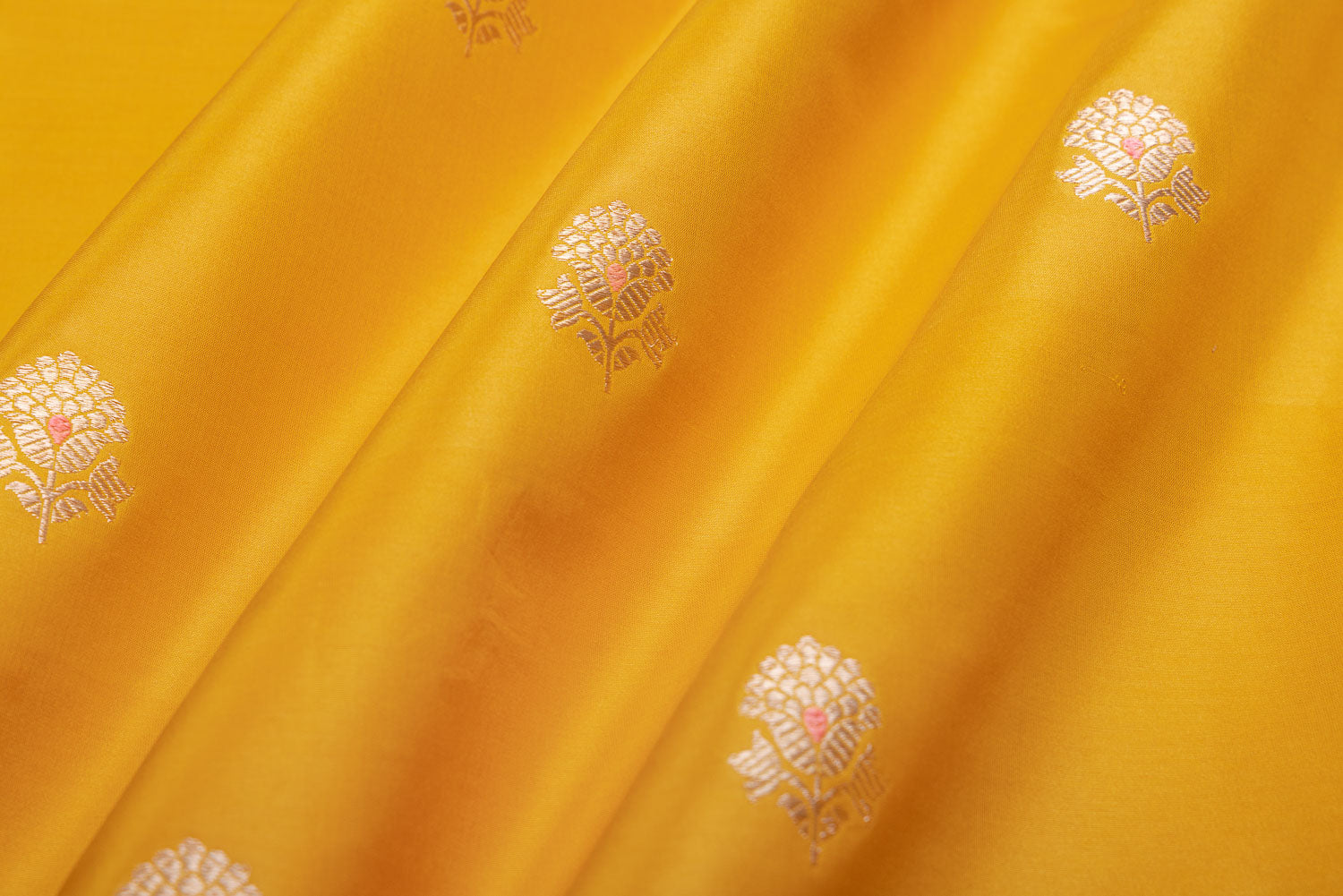 Yellow Handwoven Banarasi Silk Fabric