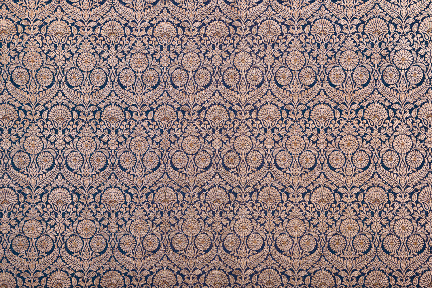 Navy Blue Handwoven Banarasi Brocade Fabric