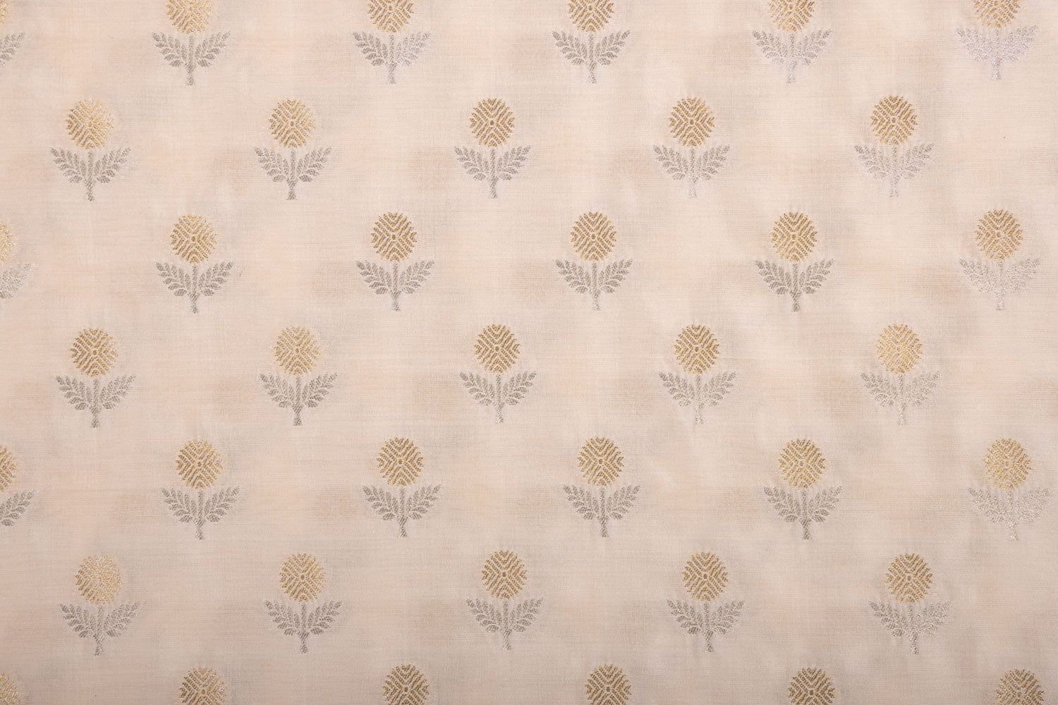 Off-White Handwoven Banarasi Chiniya Silk Fabric