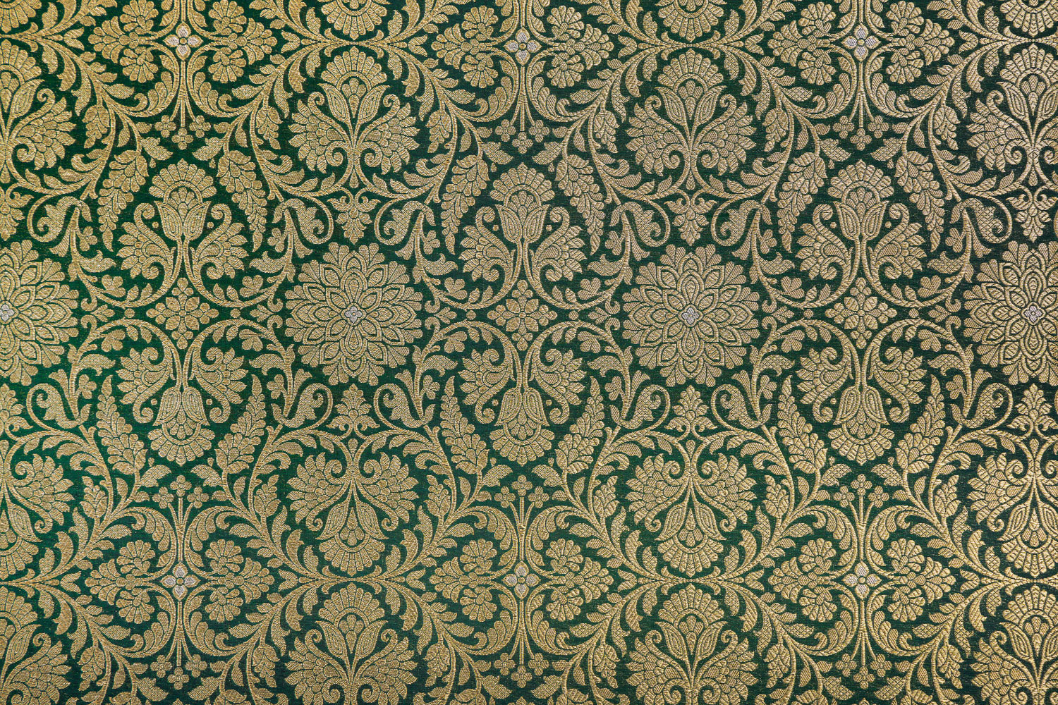 Bottle Green Handwoven Banarasi Brocade Fabric