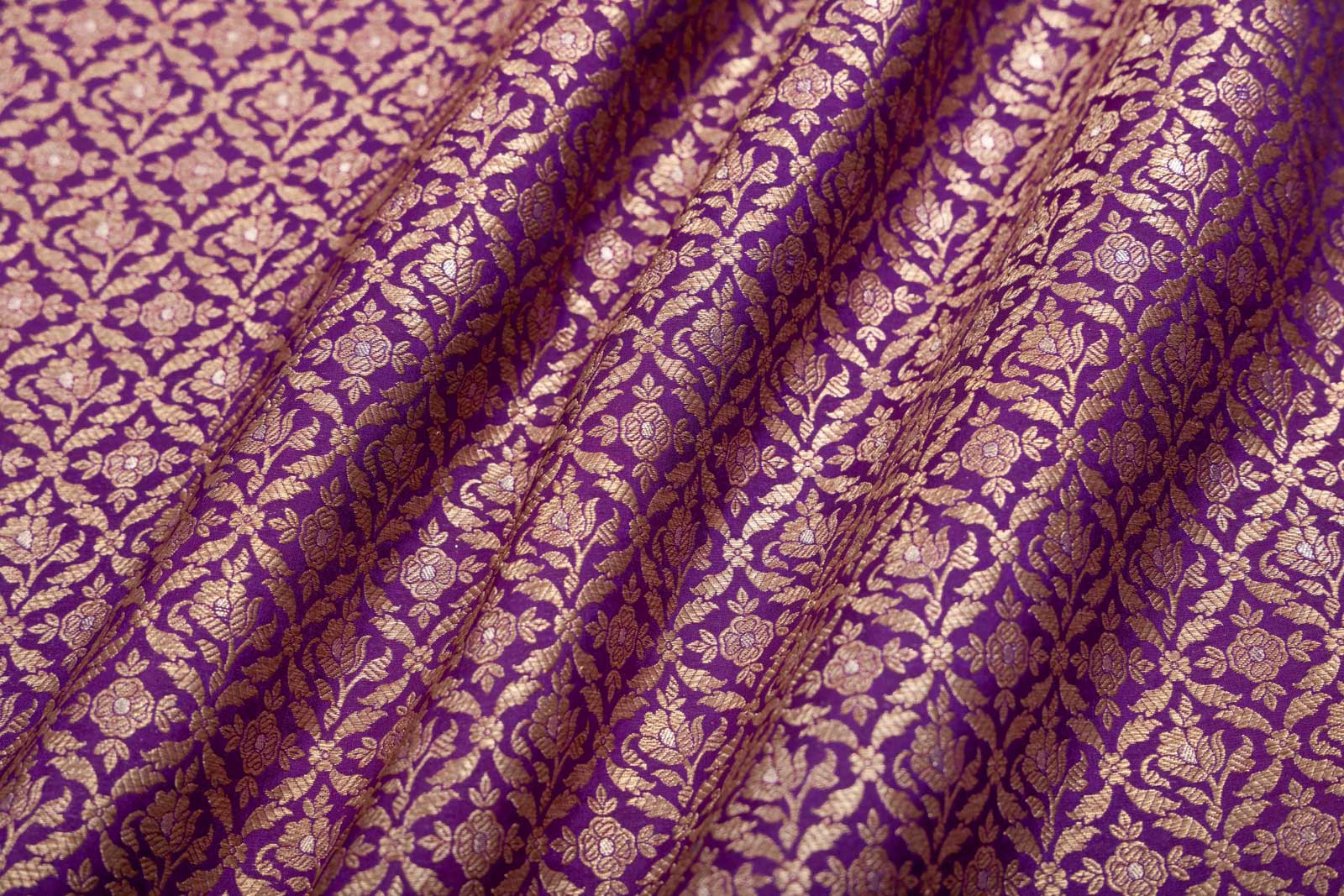 Purple Handwoven Banarasi Brocade Fabric
