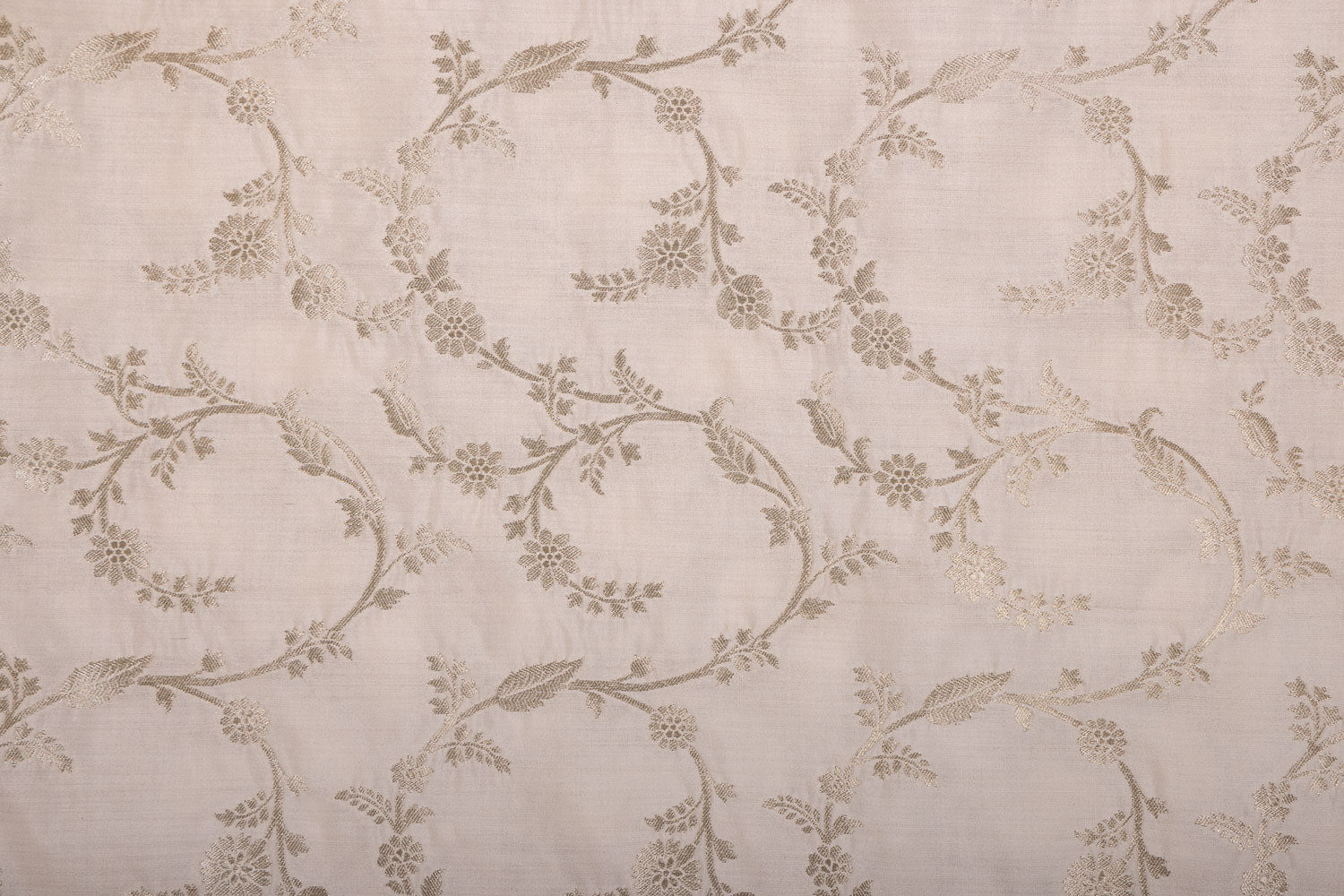 Off-White Handwoven Banarasi Chiniya Silk Fabric