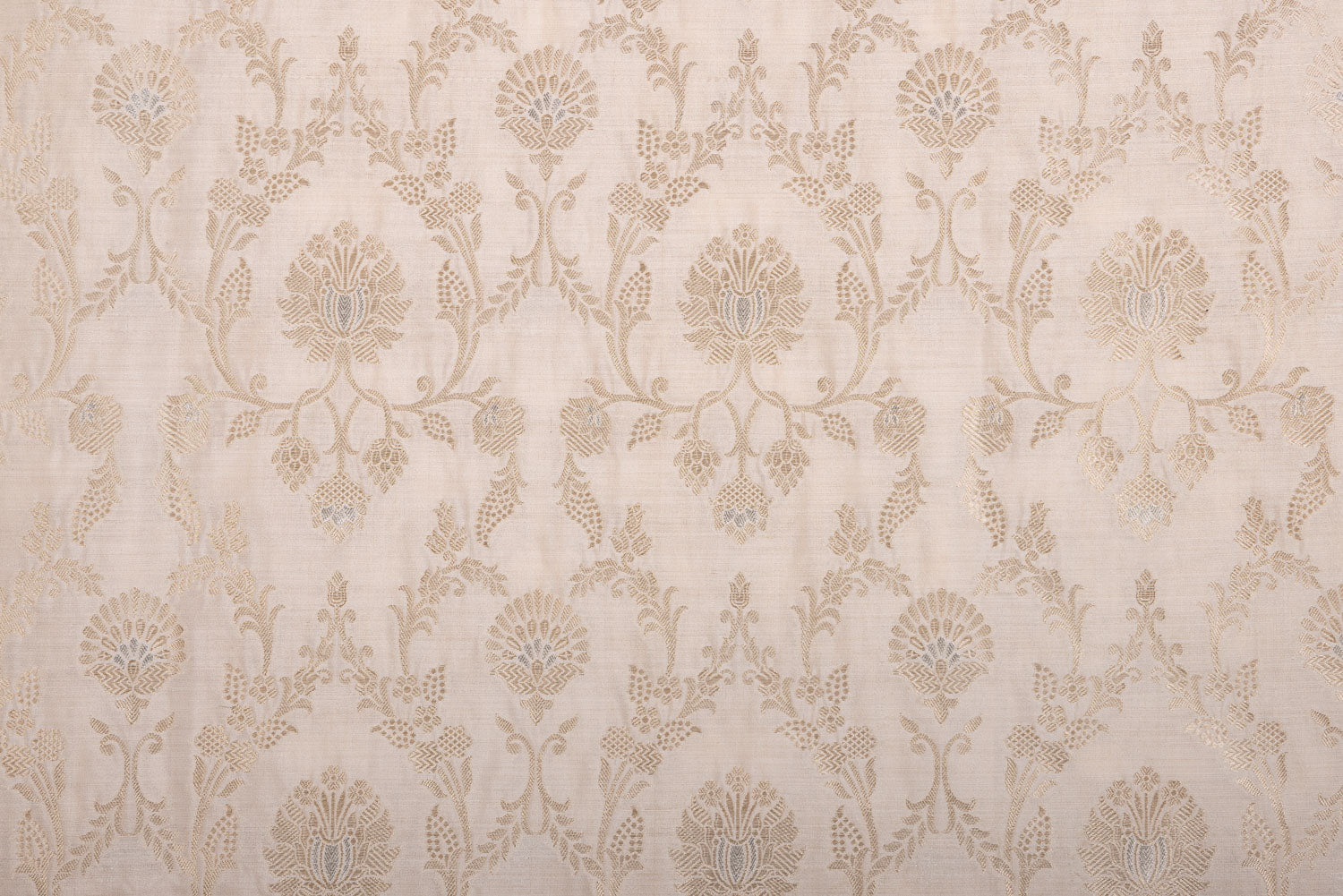 Off-White Handwoven Banarasi Chiniya Silk Fabric