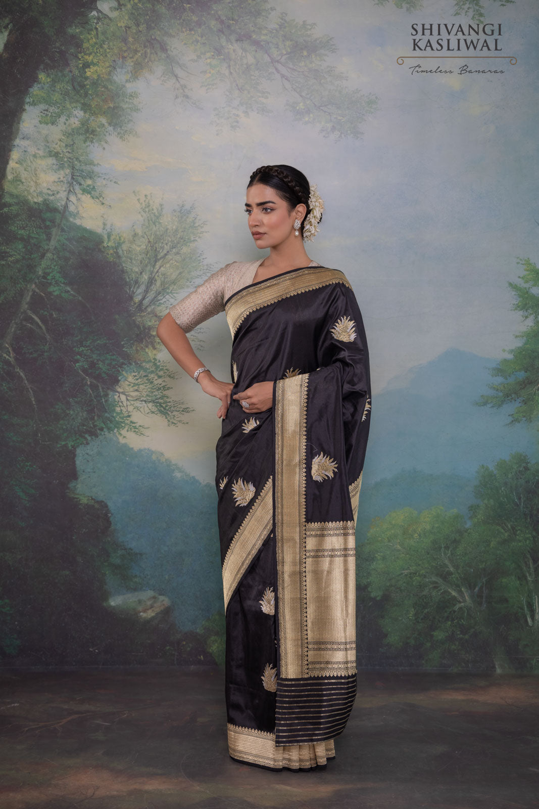 Black Handwoven Banarasi Kadhua Silk Saree