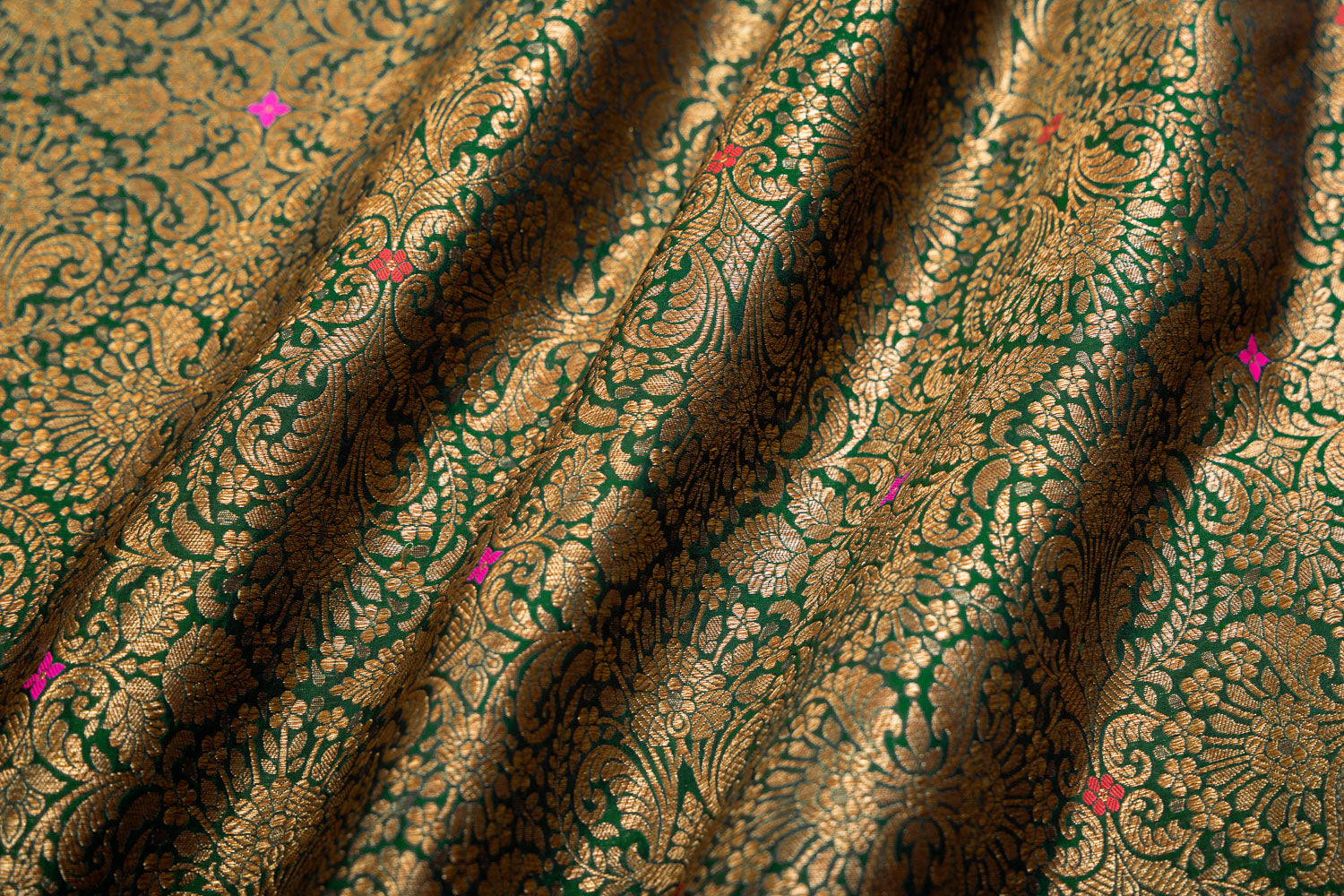 Green Handwoven Banarasi Brocade Fabric