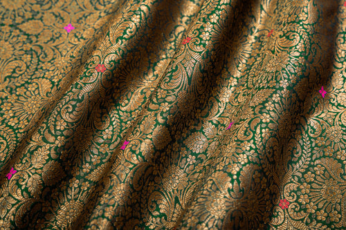 Green Handwoven Banarasi Brocade Fabric