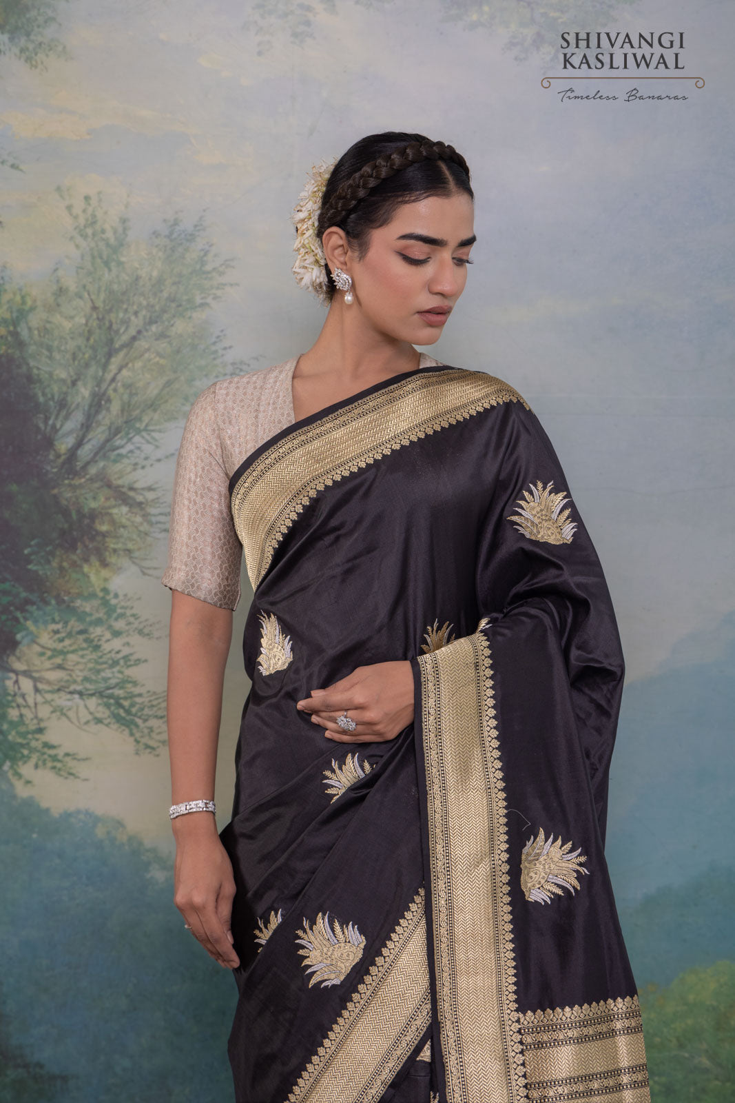 Black Handwoven Banarasi Kadhua Silk Saree