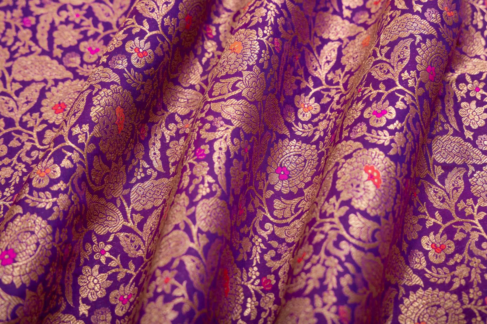 Magenta Pink Handwoven Banarasi Brocade Fabric