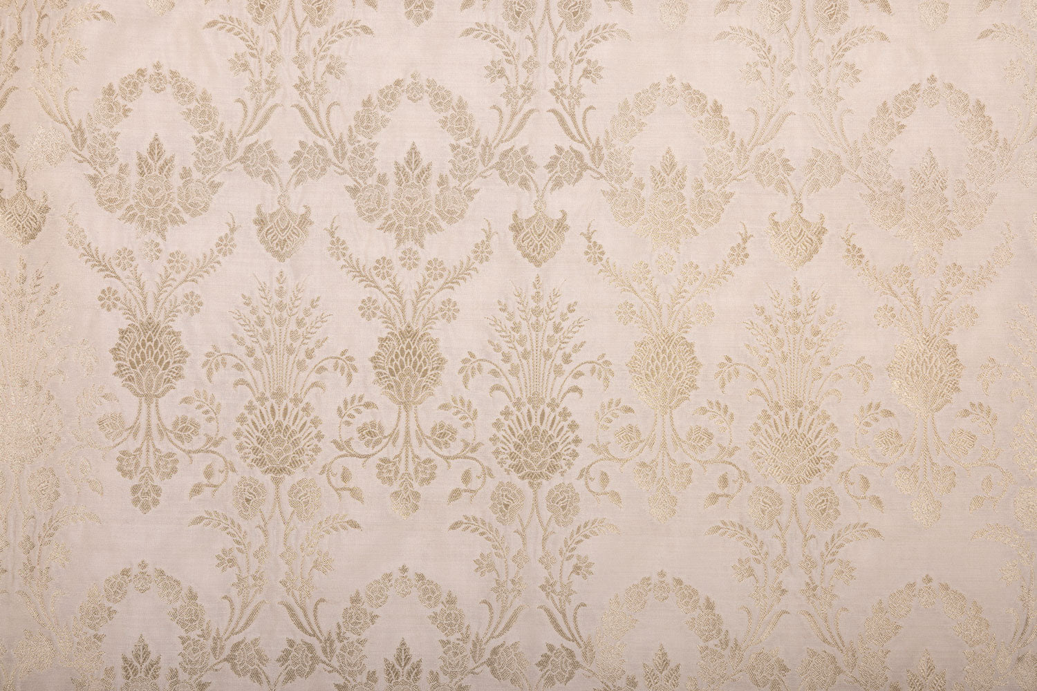 Off-White Handwoven Banarasi Chiniya Silk Fabric