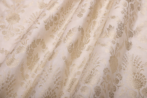 Off-White Handwoven Banarasi Chiniya Silk Fabric