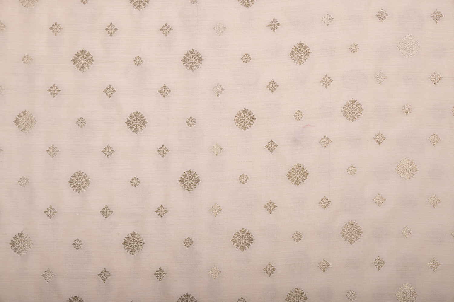 Off-White Handwoven Banarasi Chiniya Silk Fabric