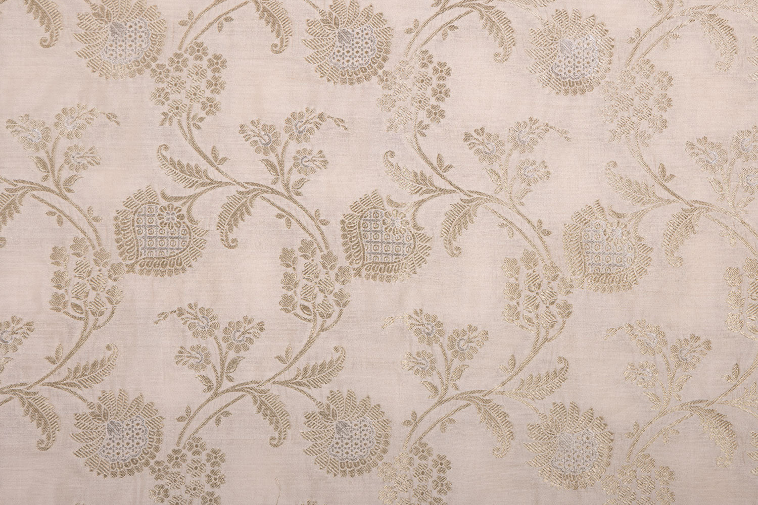 Off-White Handwoven Banarasi Chiniya Silk Fabric