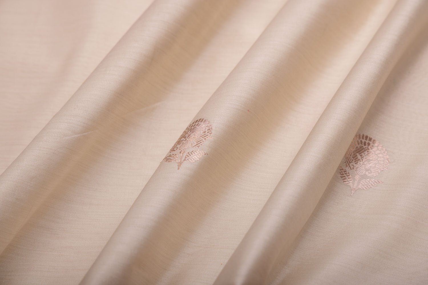 Off-White Handwoven Banarasi Chiniya Silk Fabric