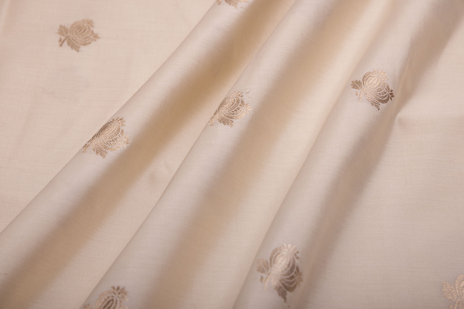 Off-White Handwoven Banarasi Chiniya Silk Fabric