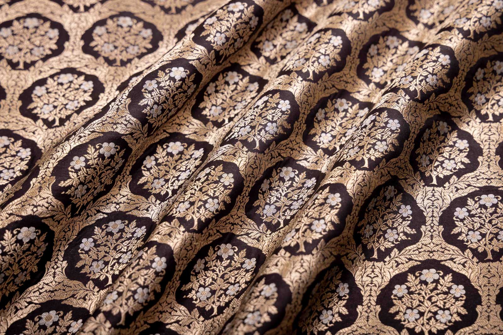 Black Handwoven Banarasi Silk Fabric