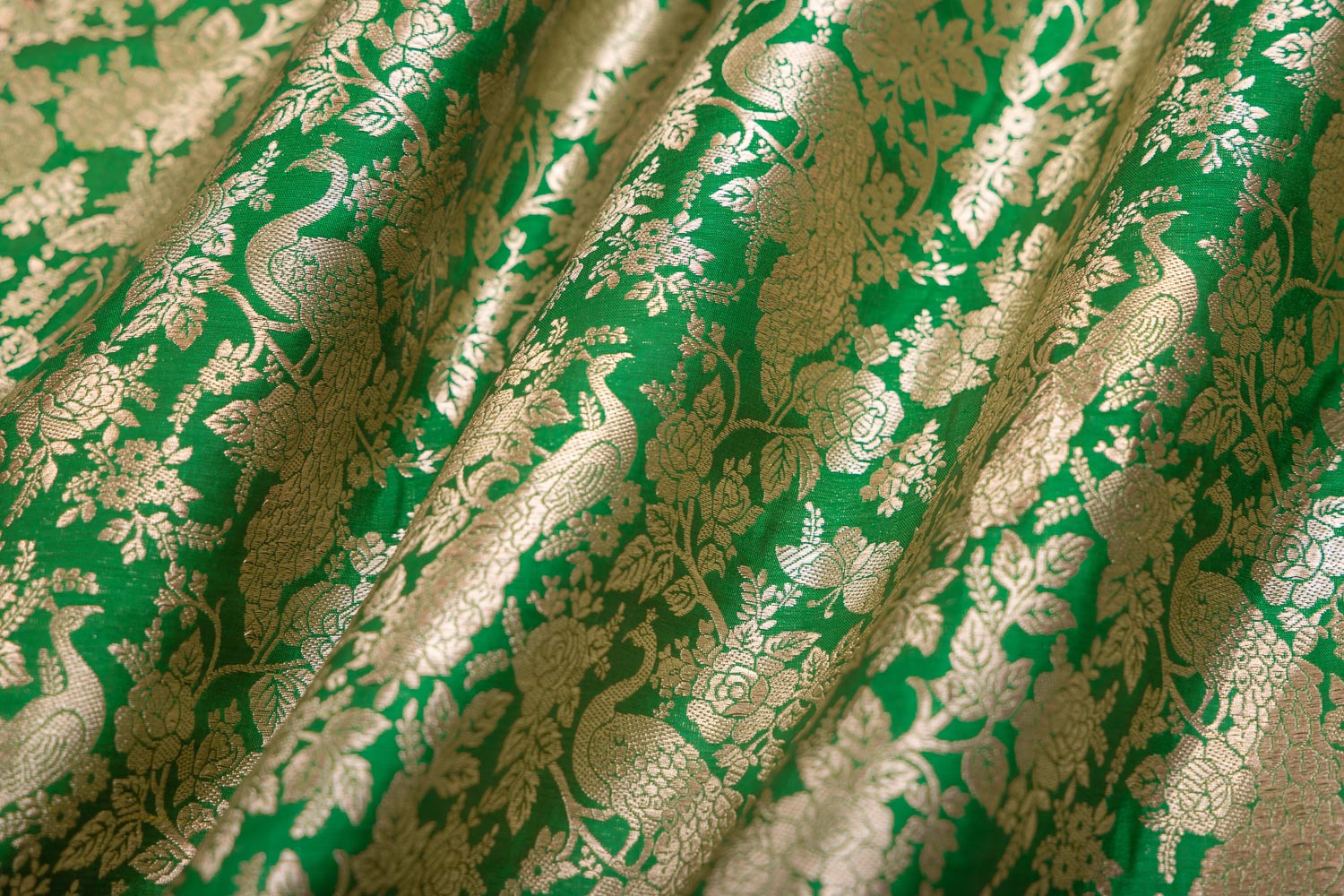 Green Handwoven Banarasi Silk Fabric
