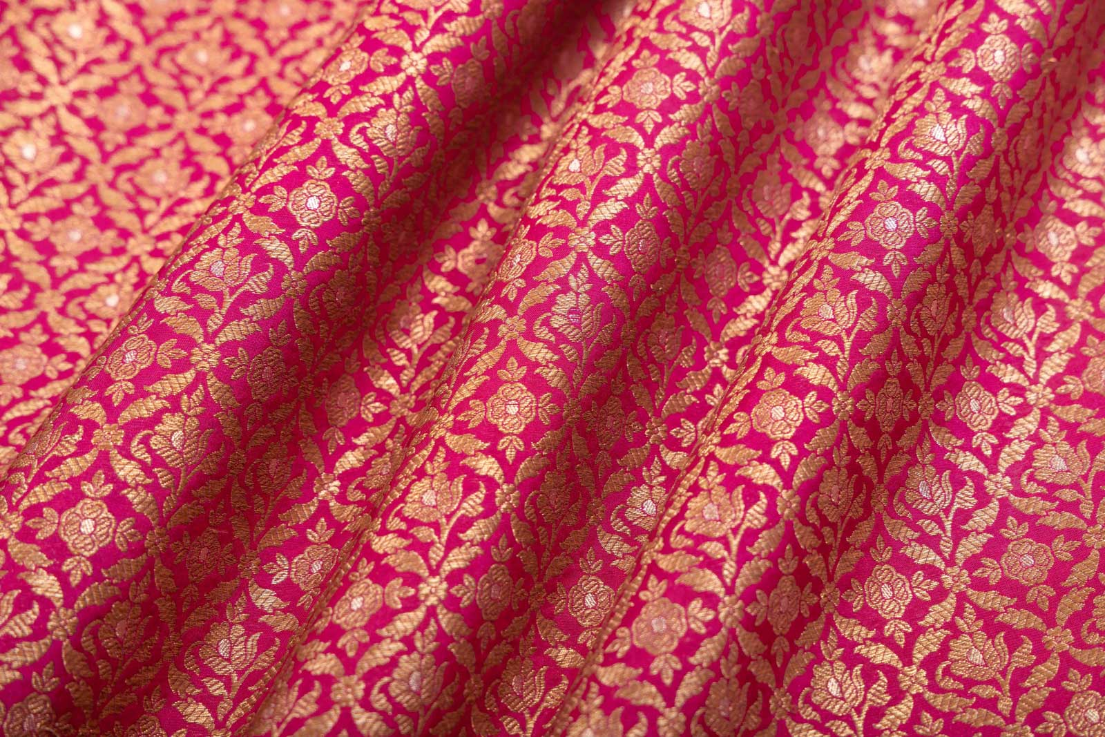 Fuchsia Pink Handwoven Banarasi Brocade Fabric