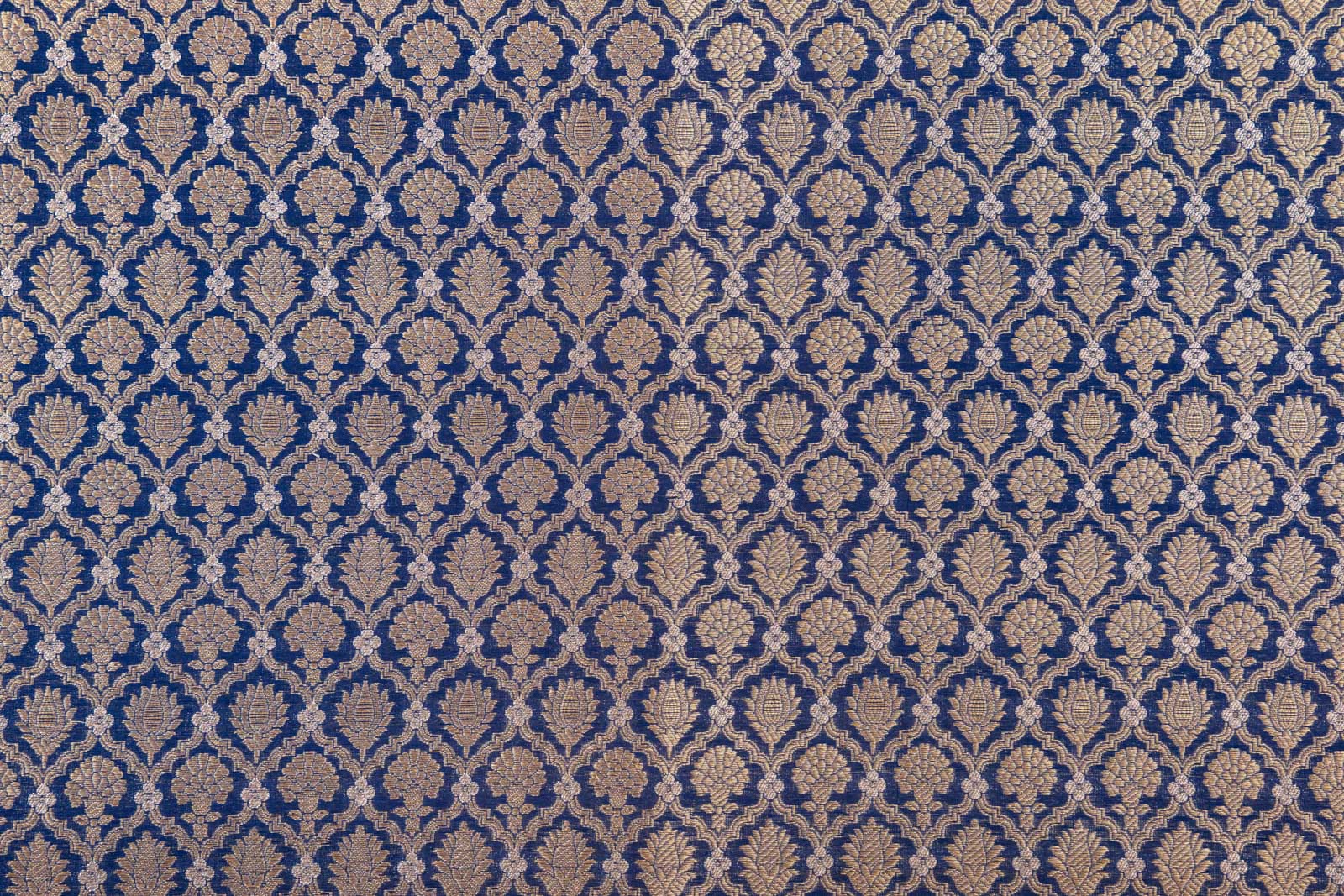 Navy Blue Handwoven Banarasi Brocade Fabric