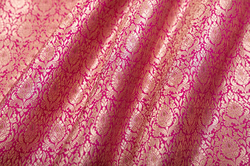 Fuchsia Pink Handwoven Banarasi Brocade Fabric