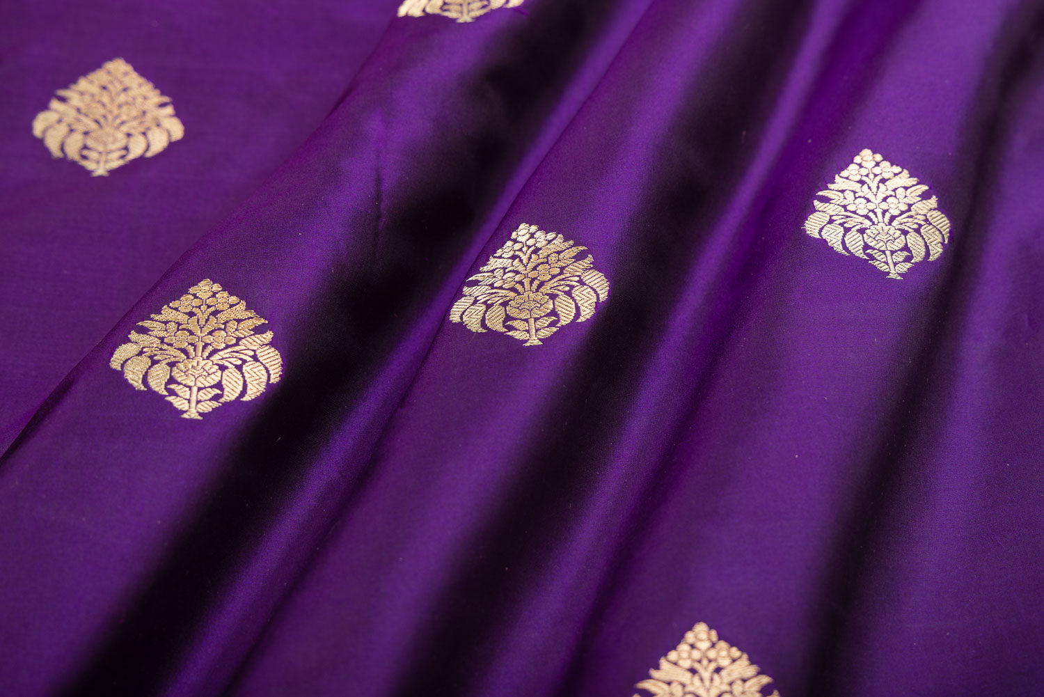 Purple Handwoven Banarasi Silk Fabric