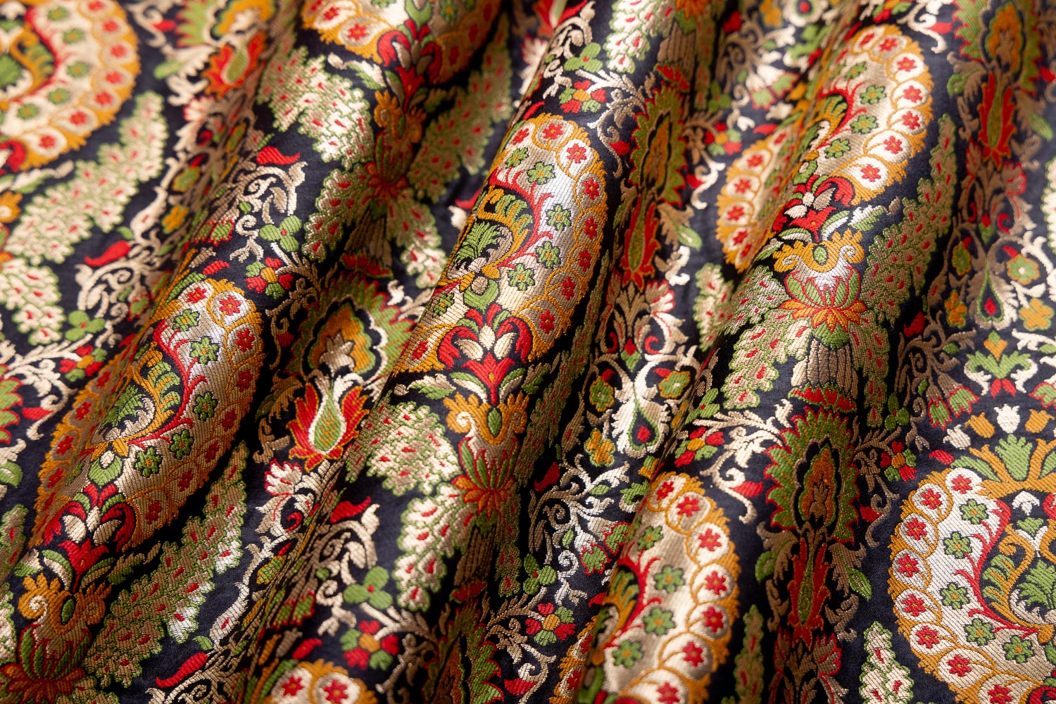 Black Handwoven Banarasi Brocade Fabric