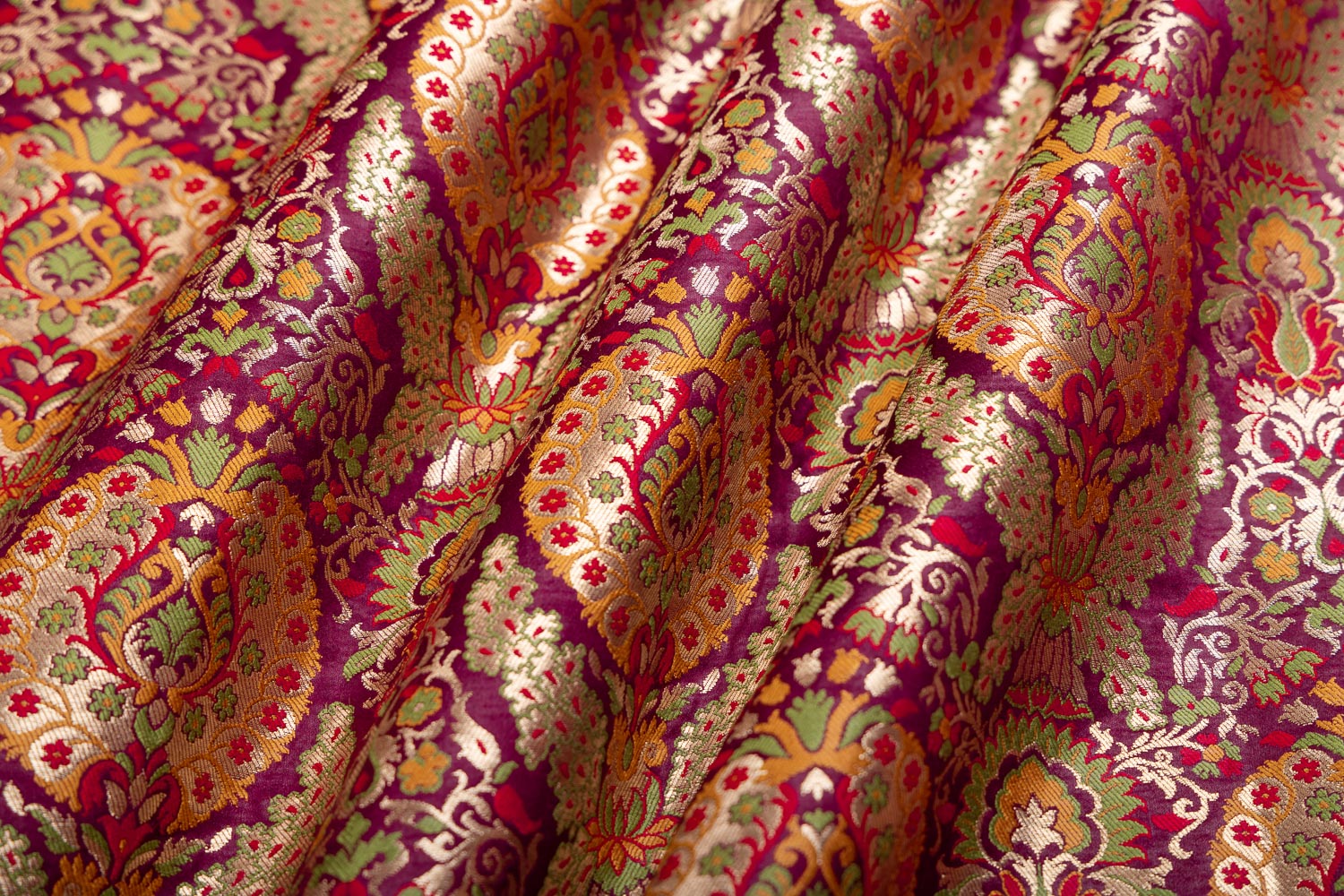 Wine Handwoven Banarasi Brocade Fabric