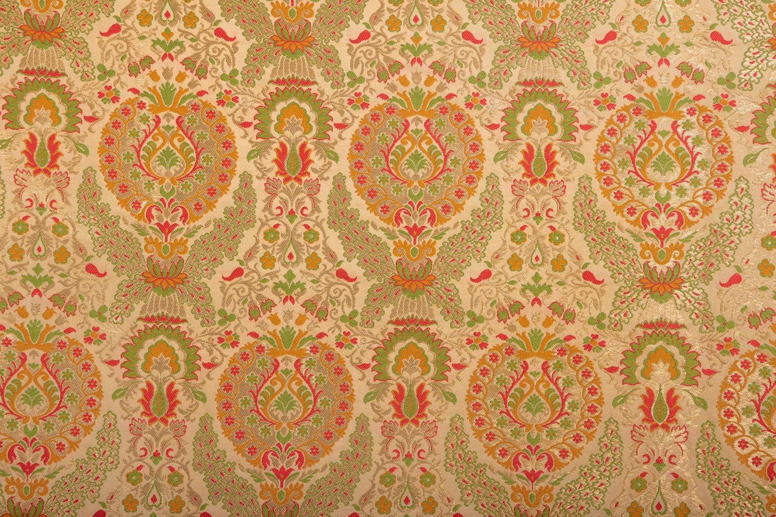 Beige Handwoven Banarasi Brocade Fabric