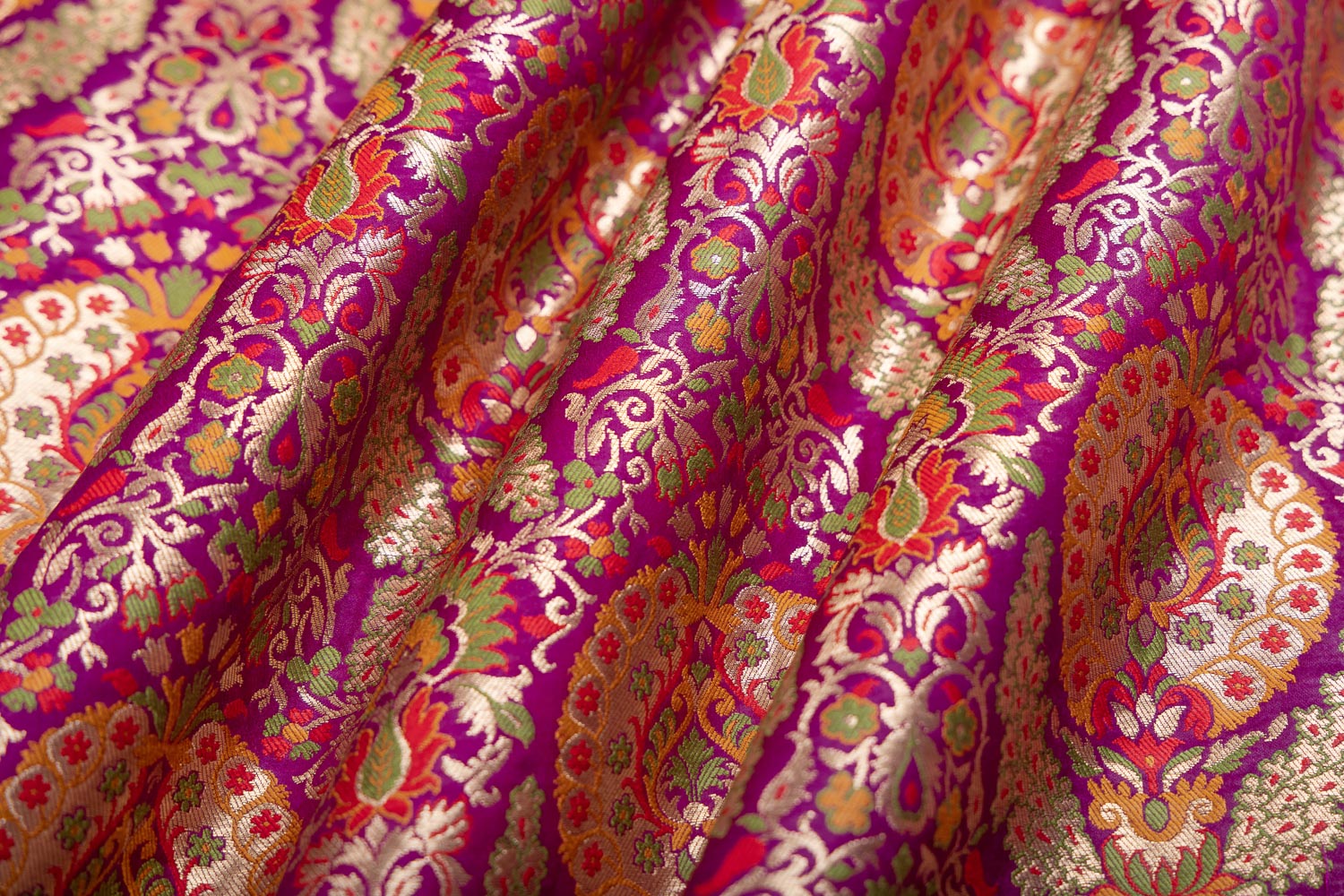 Magenta Pink Handwoven Banarasi Brocade Fabric