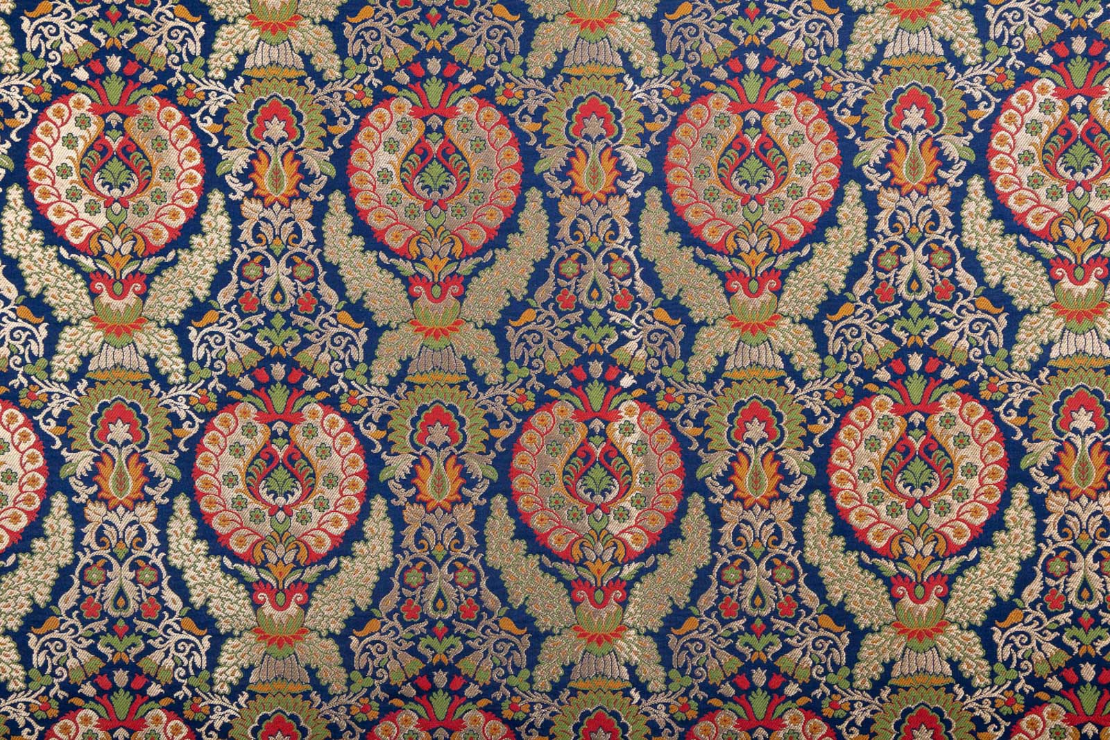 Navy Blue Handwoven Banarasi Brocade Fabric