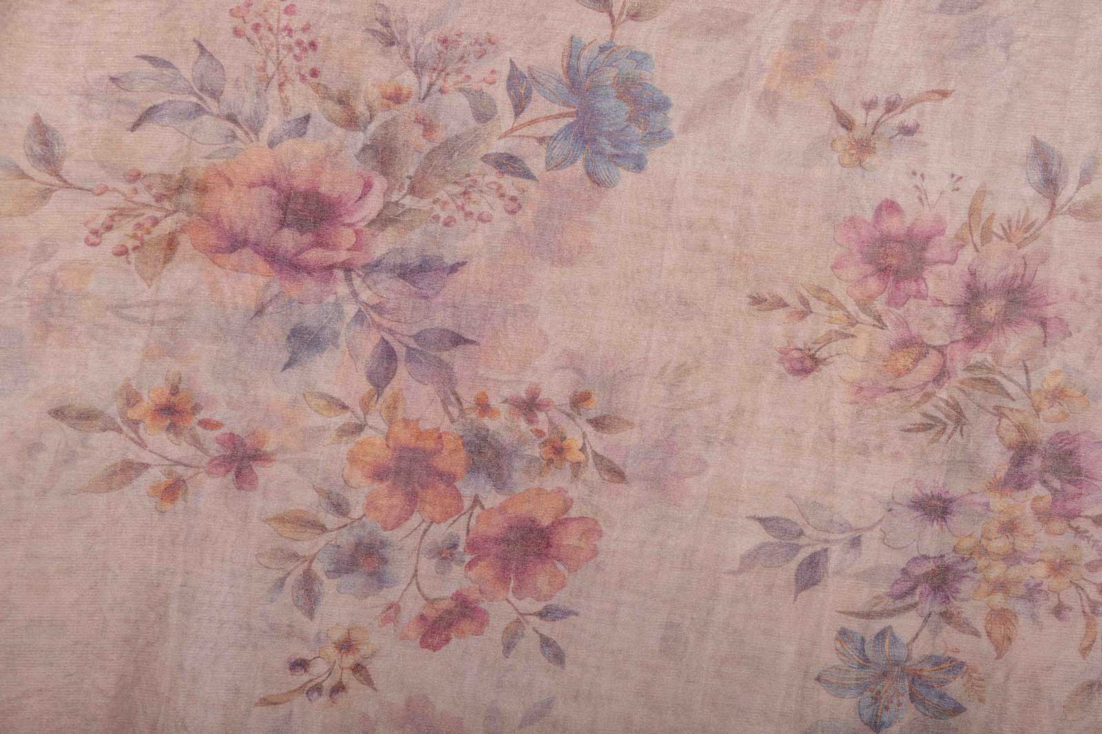 Beige Banarasi Tissue Silk Fabric