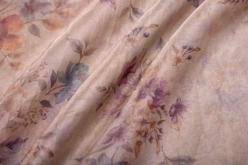 Beige Banarasi Tissue Silk Fabric
