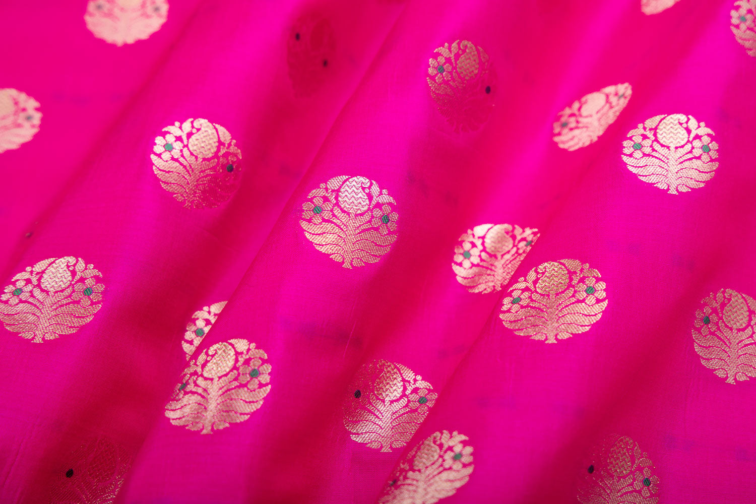 Rani Pink Handwoven Banarasi Silk Fabric