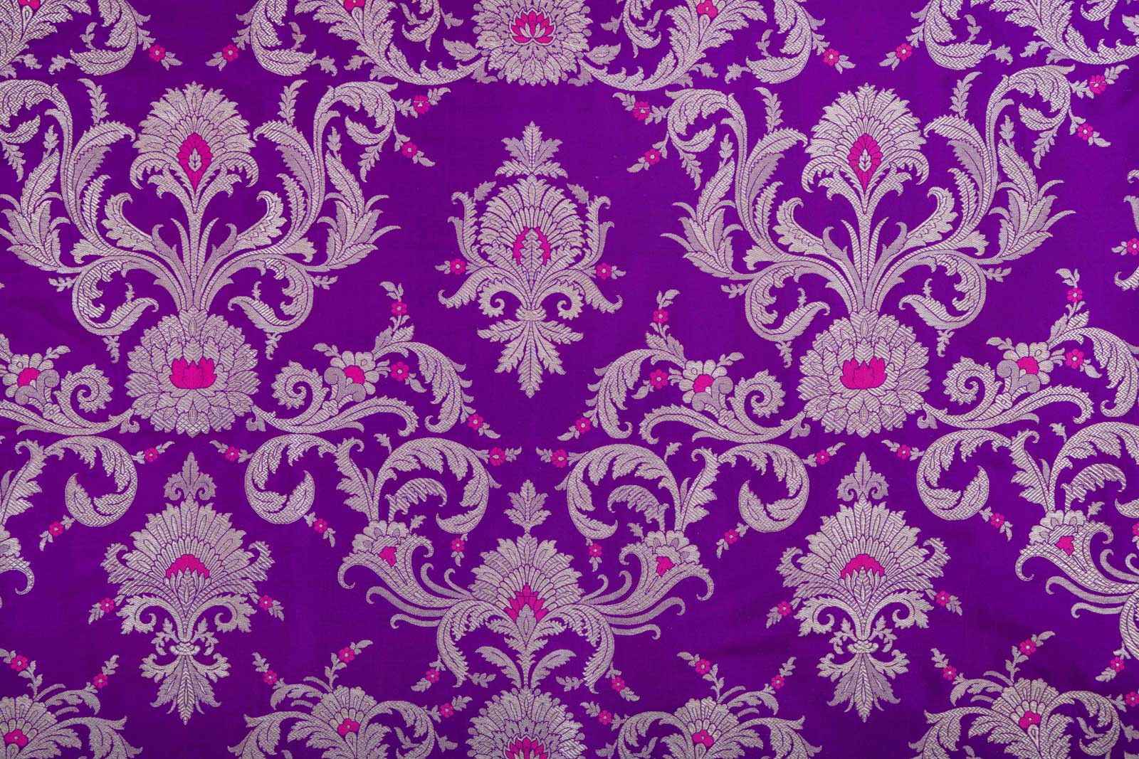 Purple Handwoven Banarasi Silk Fabric
