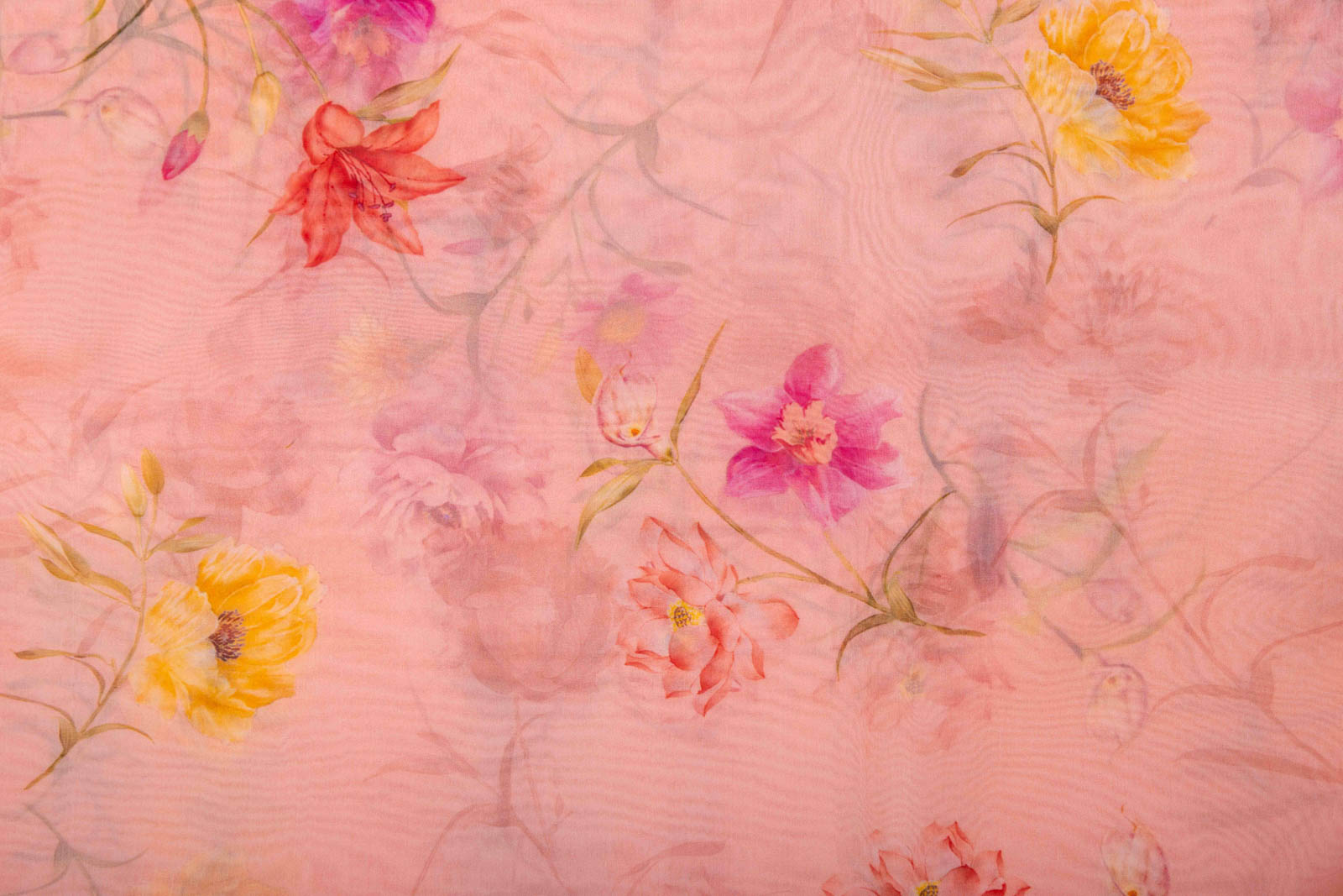 Peach Pink Organza Silk Fabric