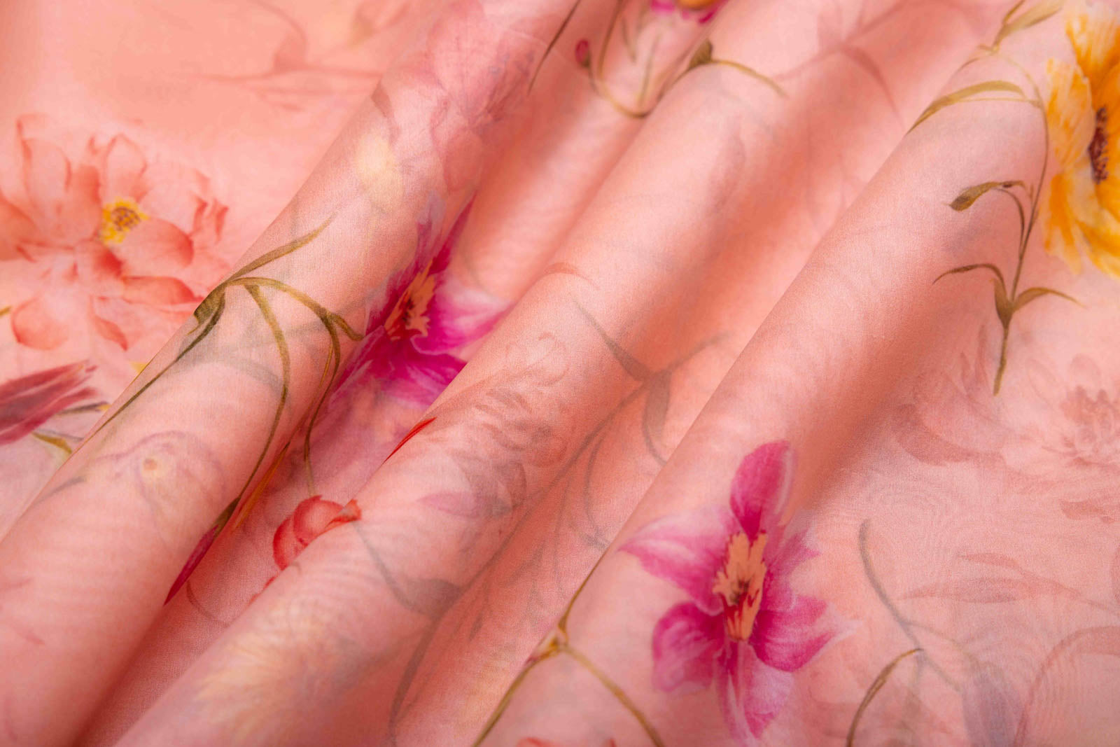 Peach Pink Organza Silk Fabric