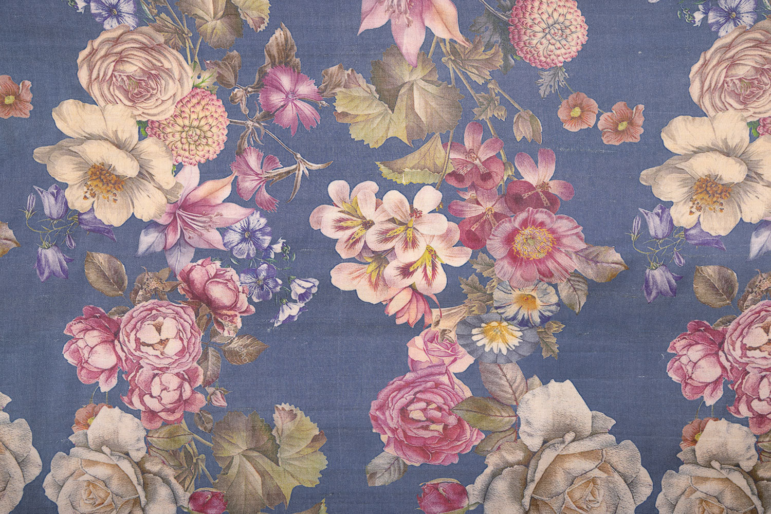 Blue Tussar Silk Fabric