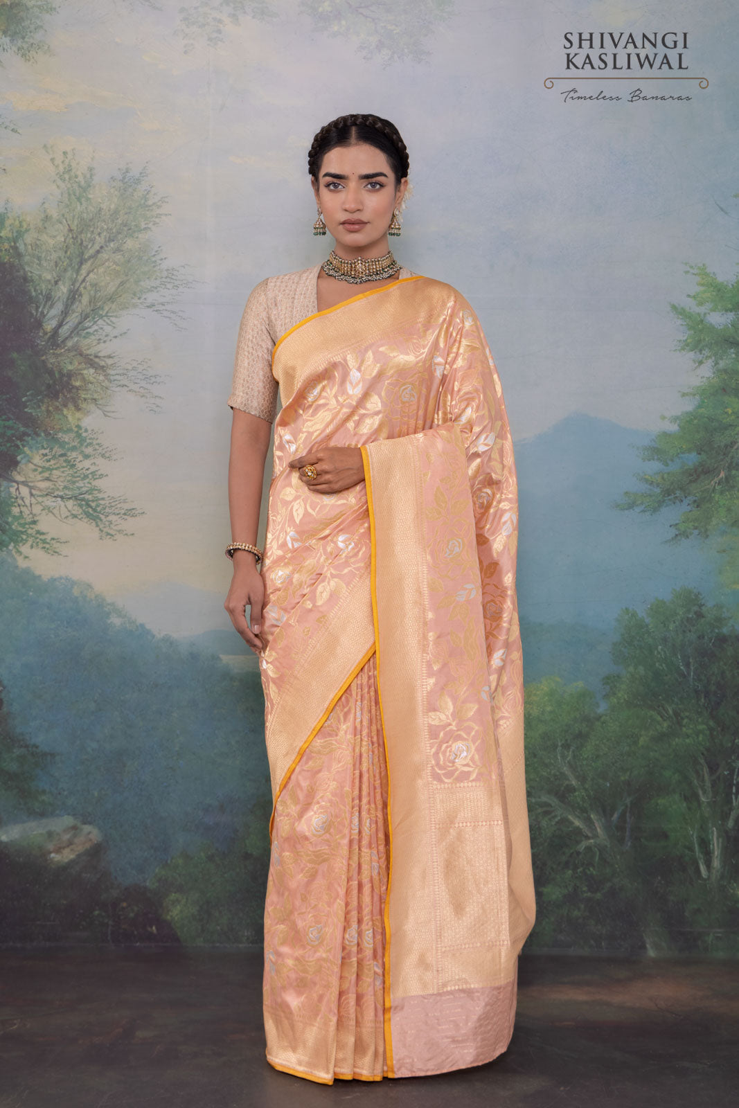 Blush Pink Handwoven Banarasi Silk Saree
