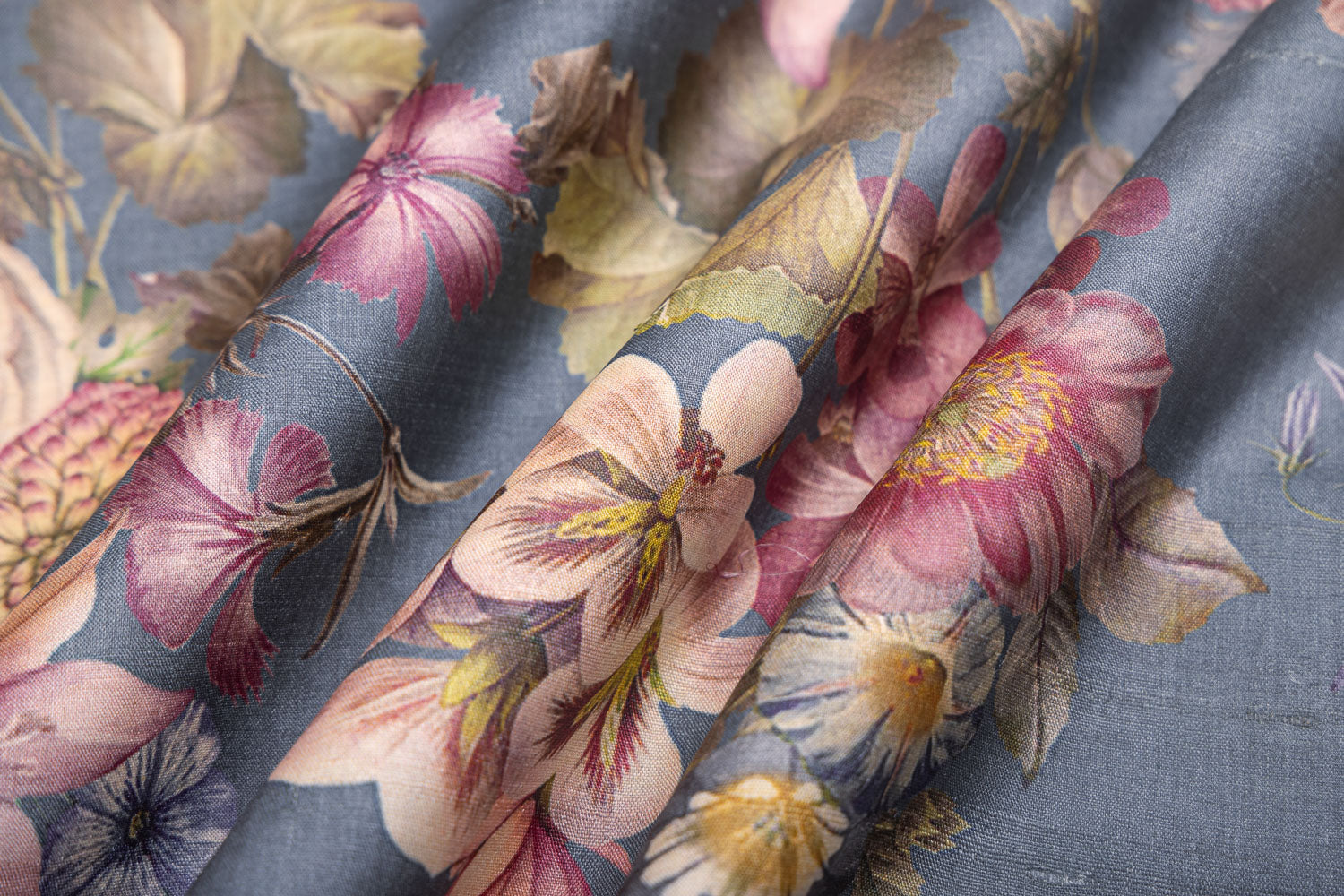 Blue Tussar Silk Fabric