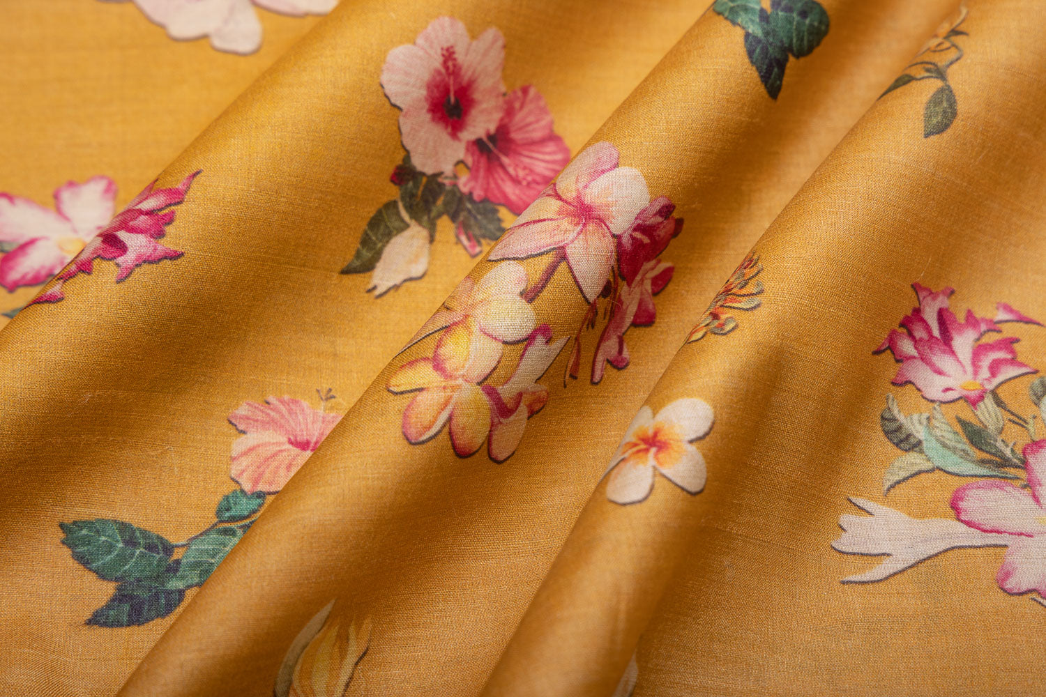 Mustard Yellow Tussar Silk Fabric