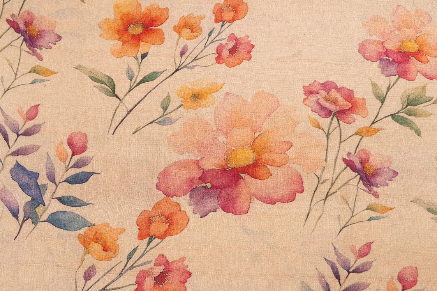 Beige Tussar Silk Fabric