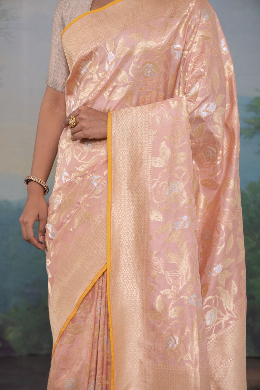 Blush Pink Handwoven Banarasi Silk Saree
