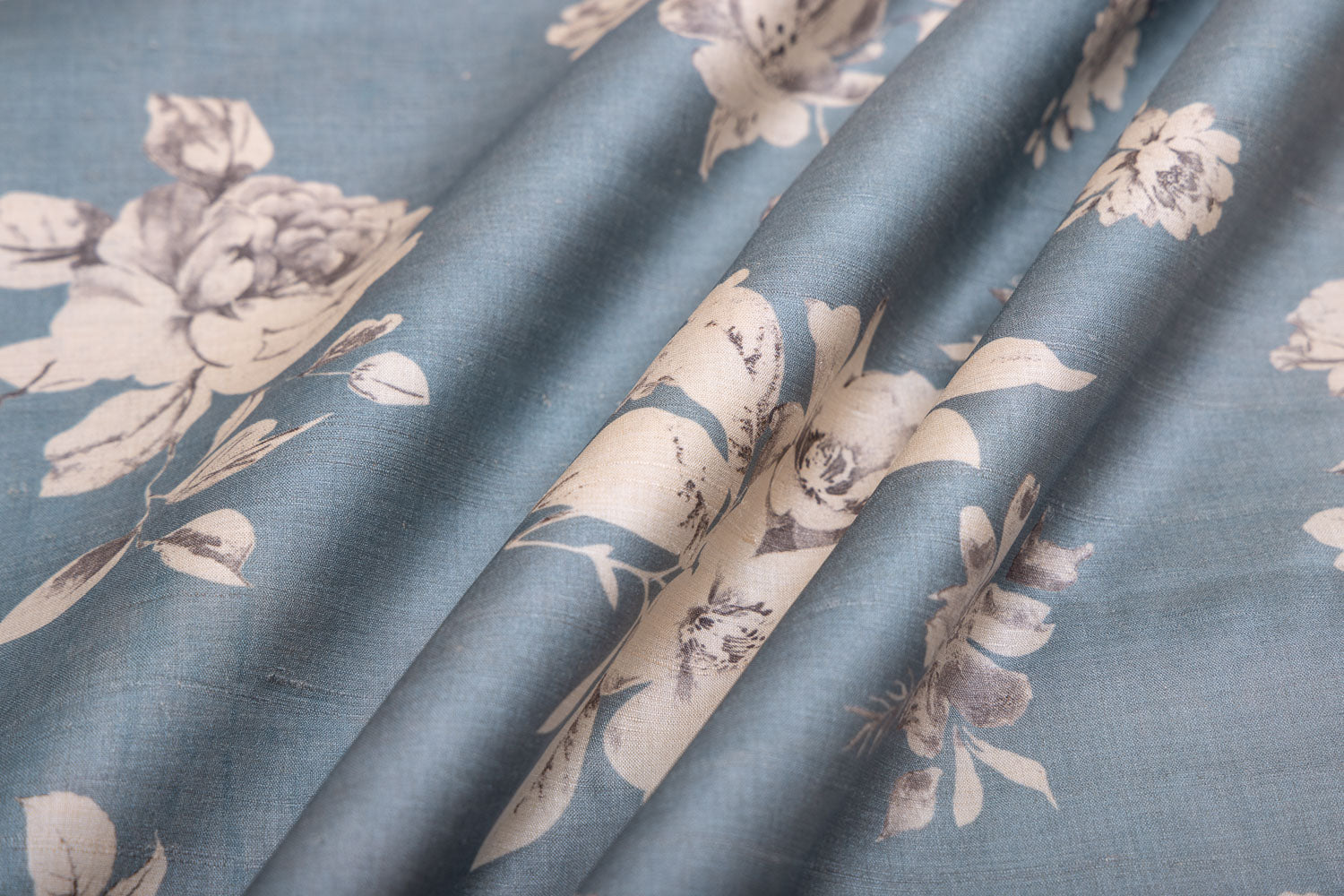 Grey Tussar Silk Fabric